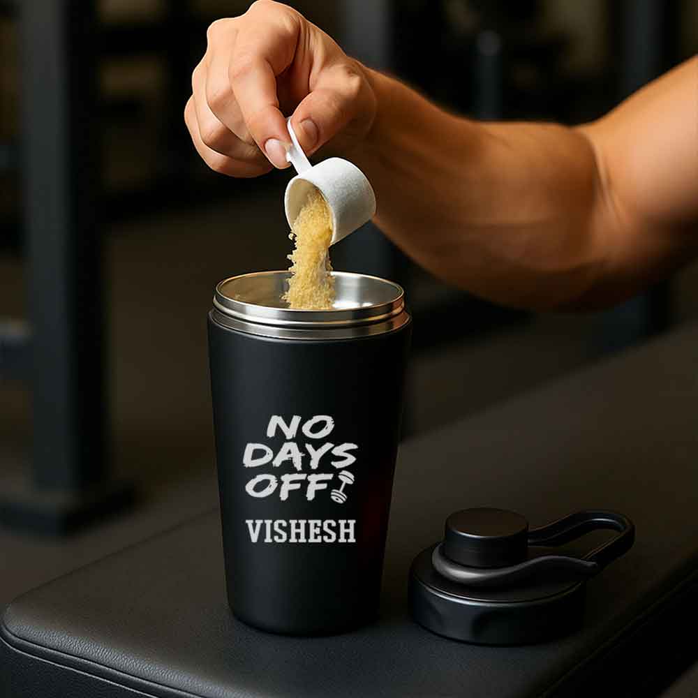 Custom Gym Protein Shaker Bottle for Protein Mixer Gym Workouts - NO DAYS OFF