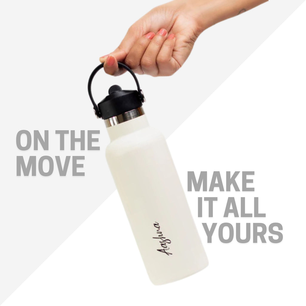 Kookumber Plus- Personalised Sipper Water Bottle - Off White