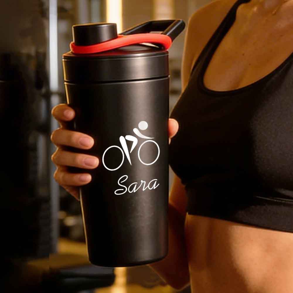 Personalized Protein Steel Shaker for Gym Workout Custom Shake Mixer with Whisk Ball