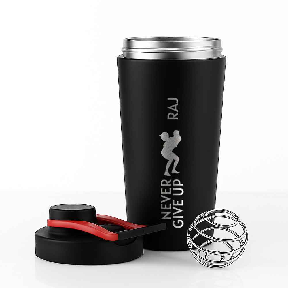 Customised Weight Gainer Shaker Bottle Stainless Steel Protein Mixer with Whisk Ball