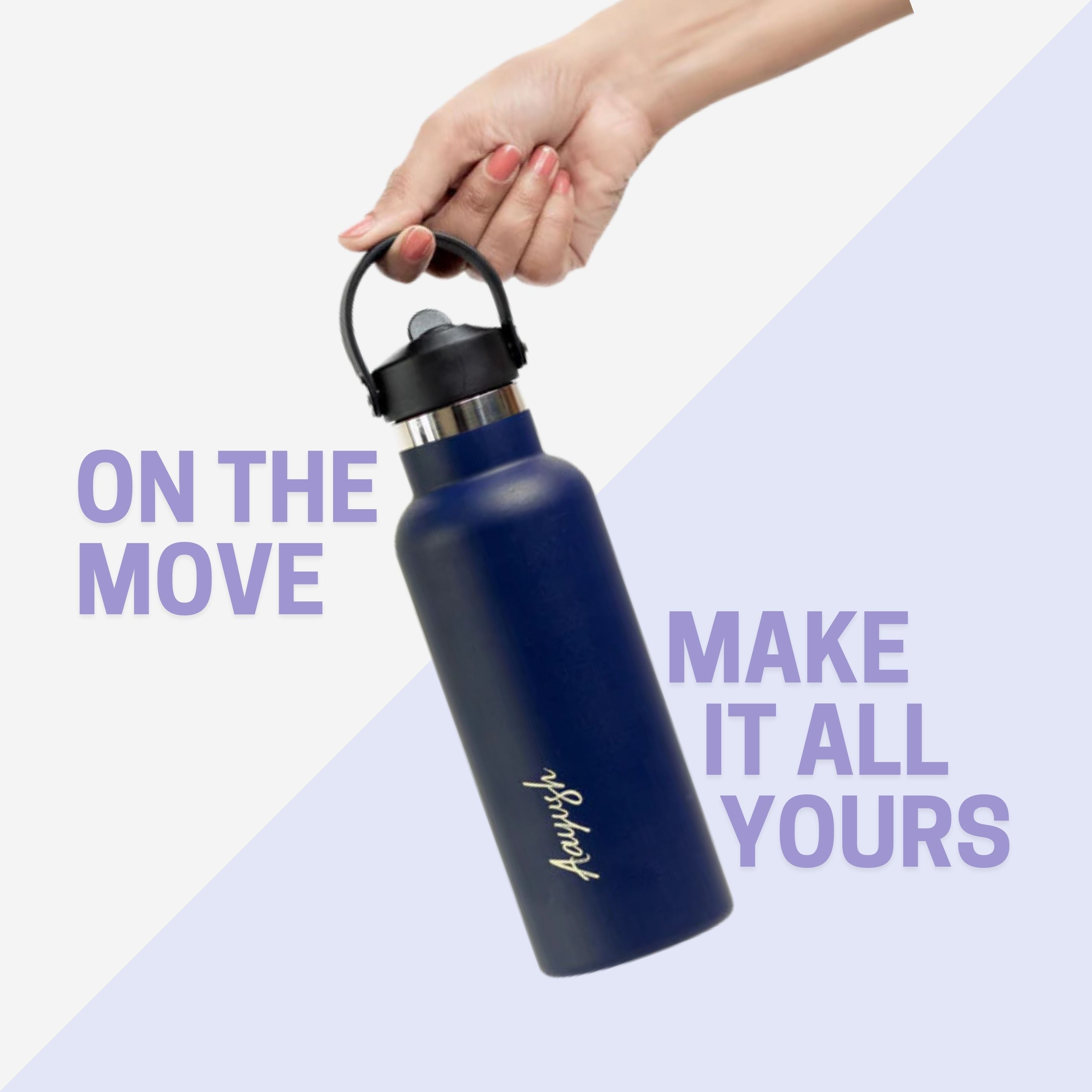 Kookumber Plus- Personalised Sipper Water Bottle - Blue