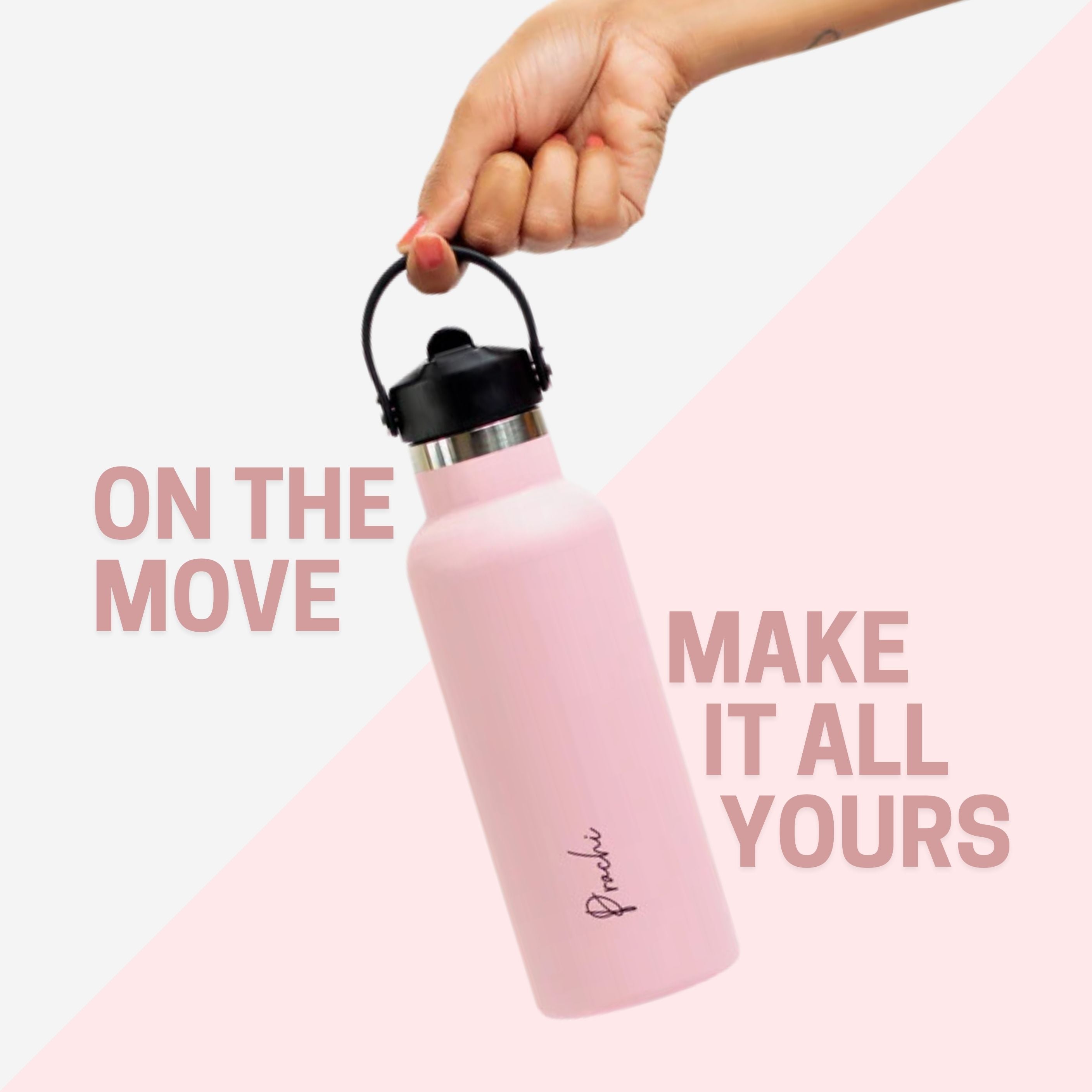 Kookumber Plus- Personalised Sipper Water Bottle - Pink