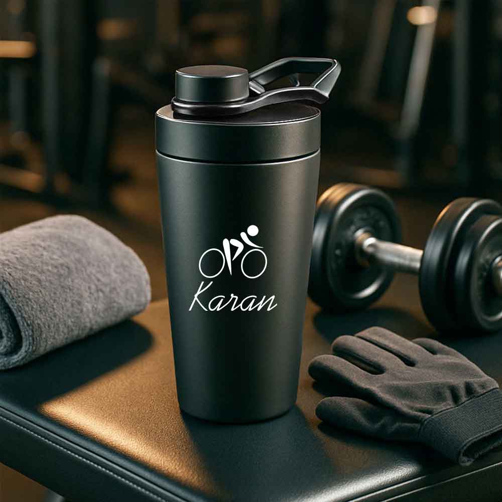 Personalized Protein Steel Shaker for Gym Workout Custom Shake Mixer with Whisk Ball