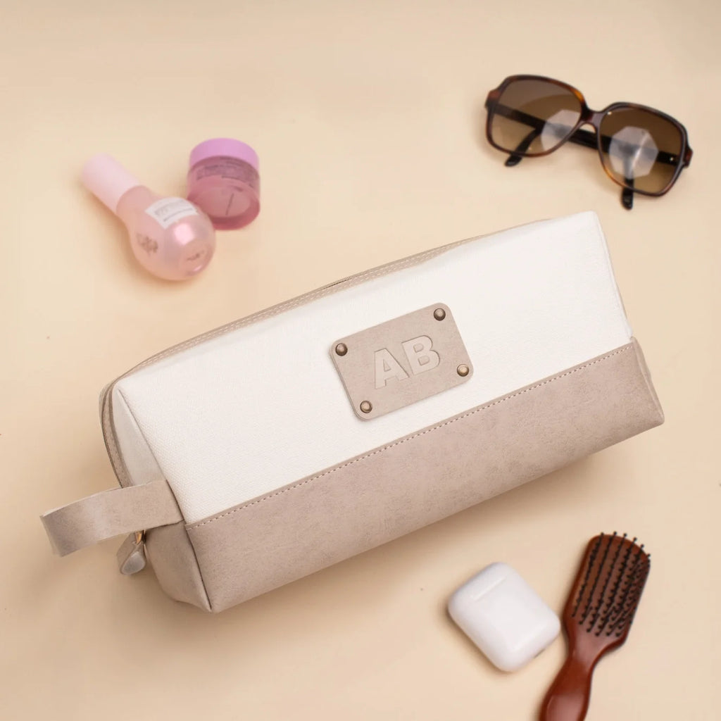 PERSONALISED TRAVEL POUCH - CANVAS - BEIGE