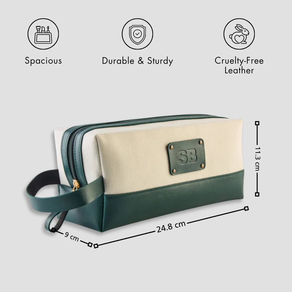PERSONALISED TRAVEL POUCH - CANVAS - GREEN