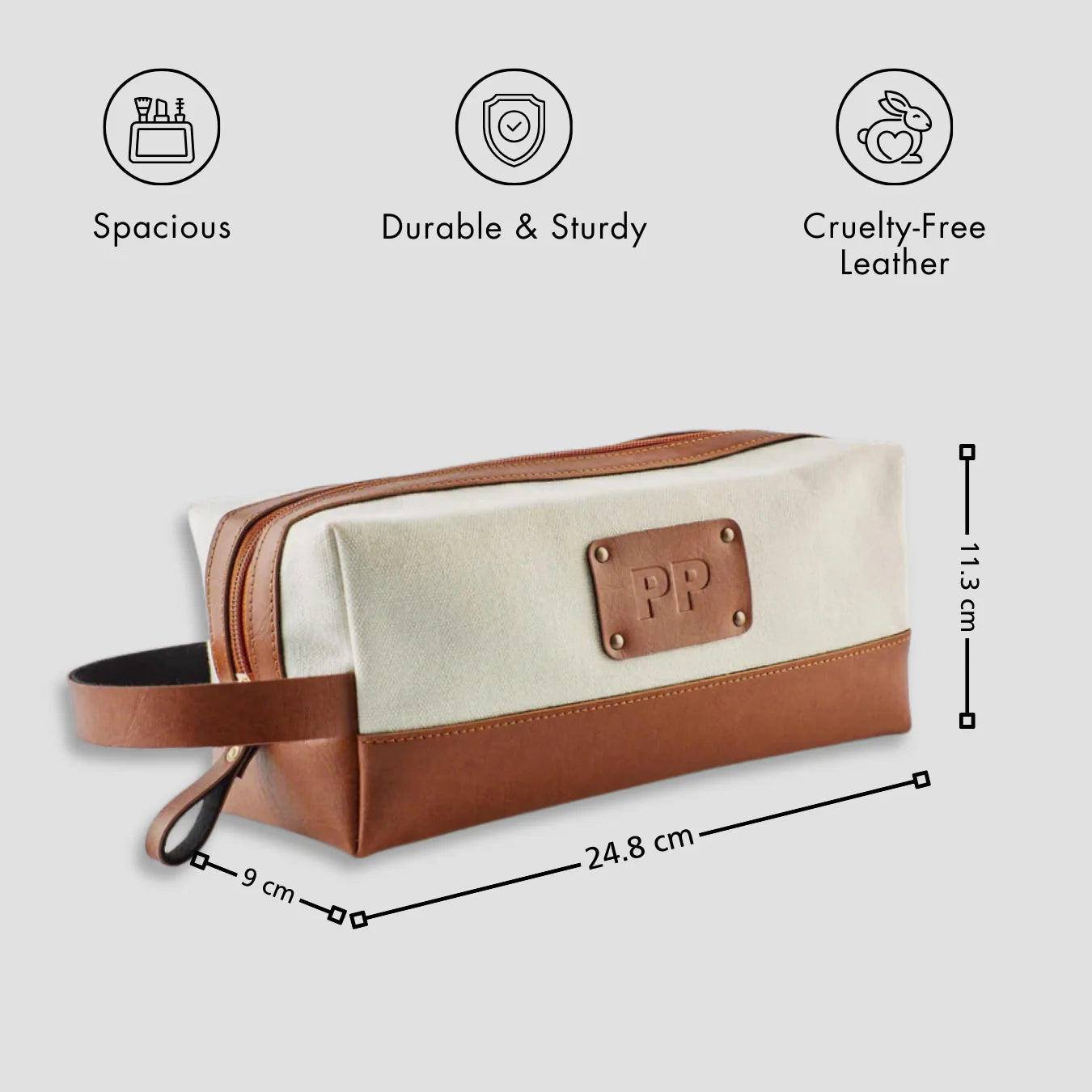 PERSONALISED TRAVEL POUCH - CANVAS - TAN
