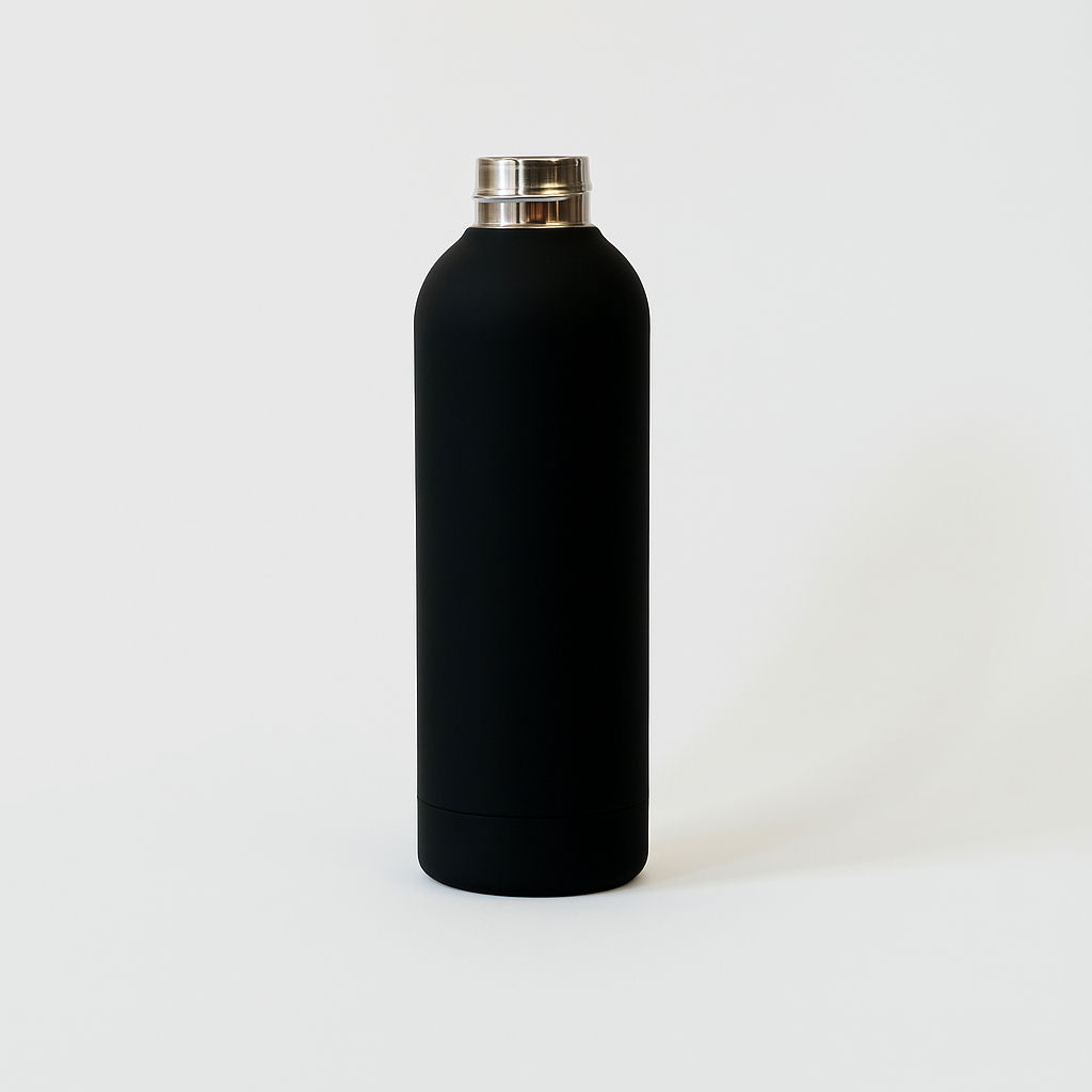 Kookumber - Personalised Water Bottle - Black with Silver Cap
