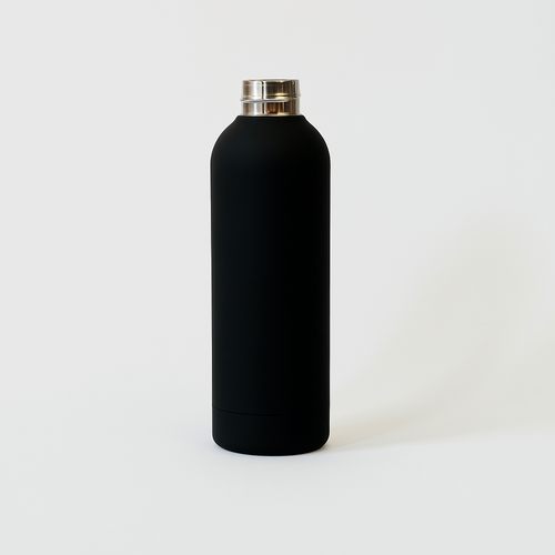 Kookumber - Personalised Water Bottle - Black with Silver Cap