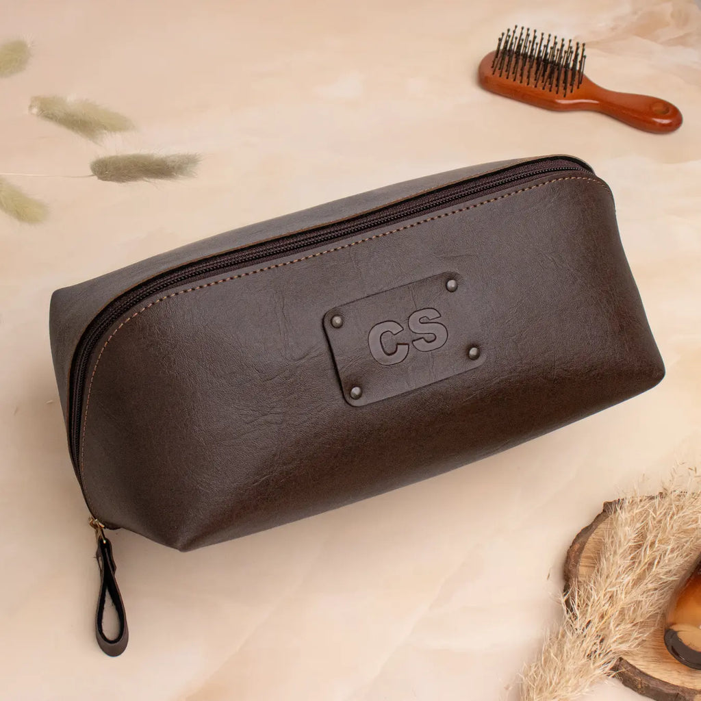 PERSONALISED DOPP KIT - BROWN