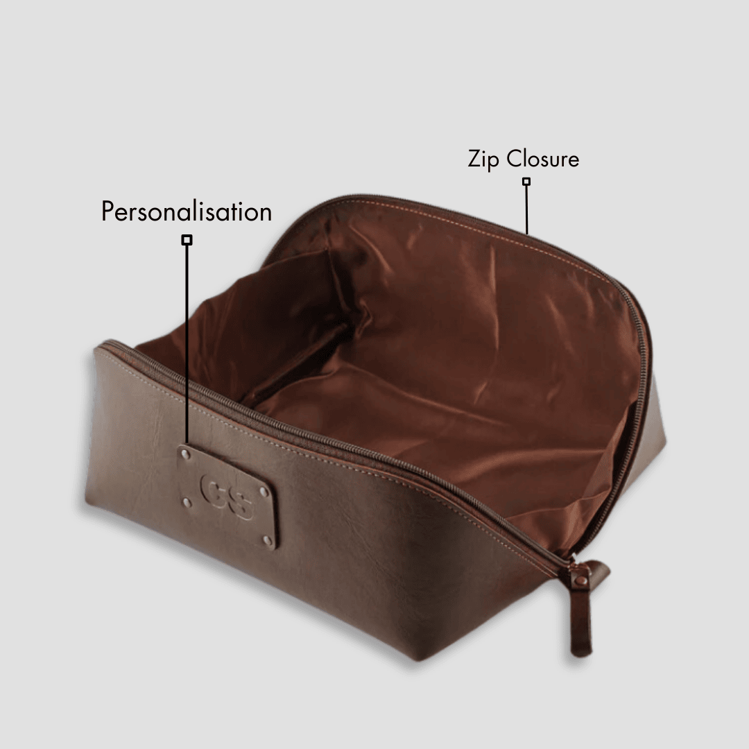 PERSONALISED DOPP KIT - BROWN