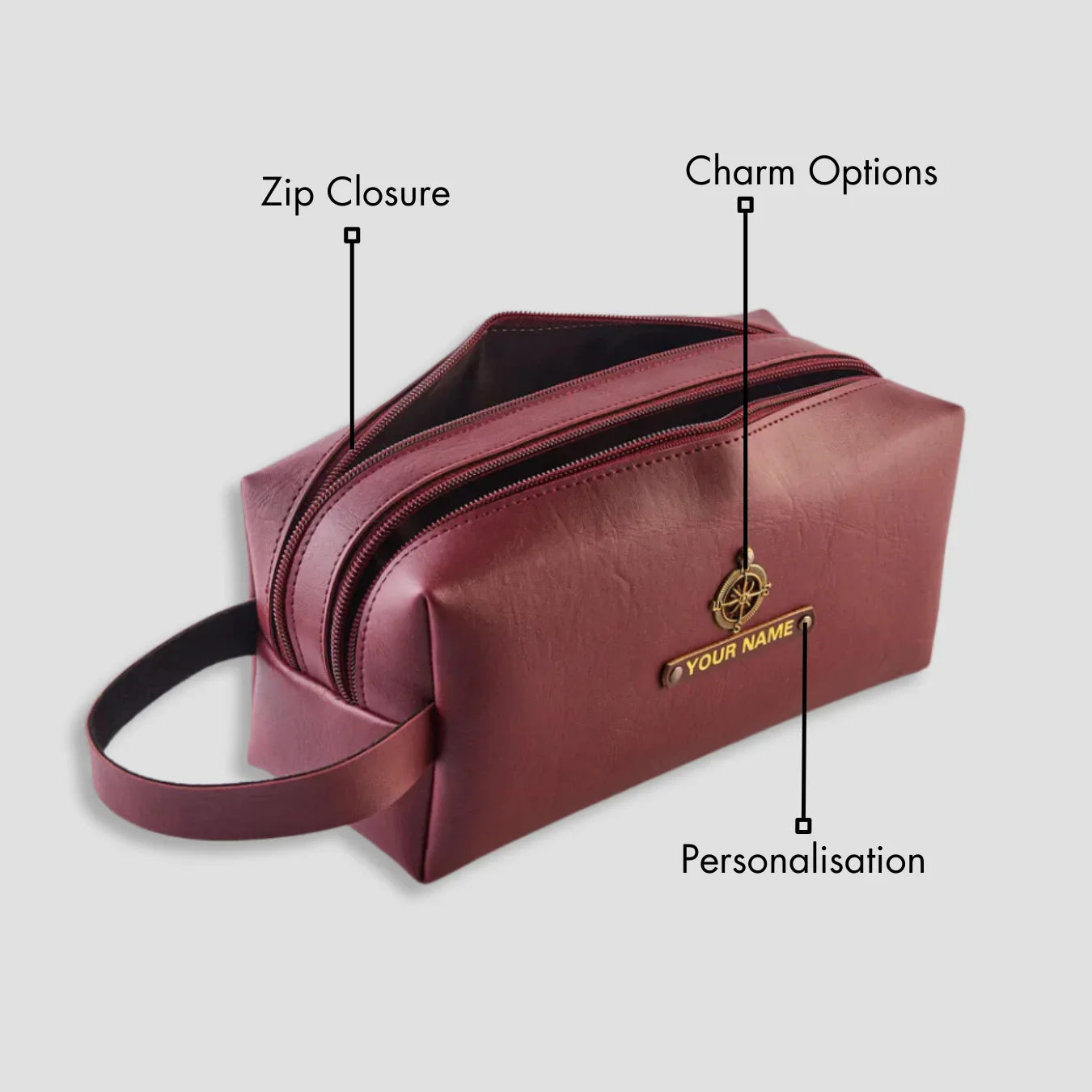PERSONALISED DOUBLE ZIP POUCH - MAROON
