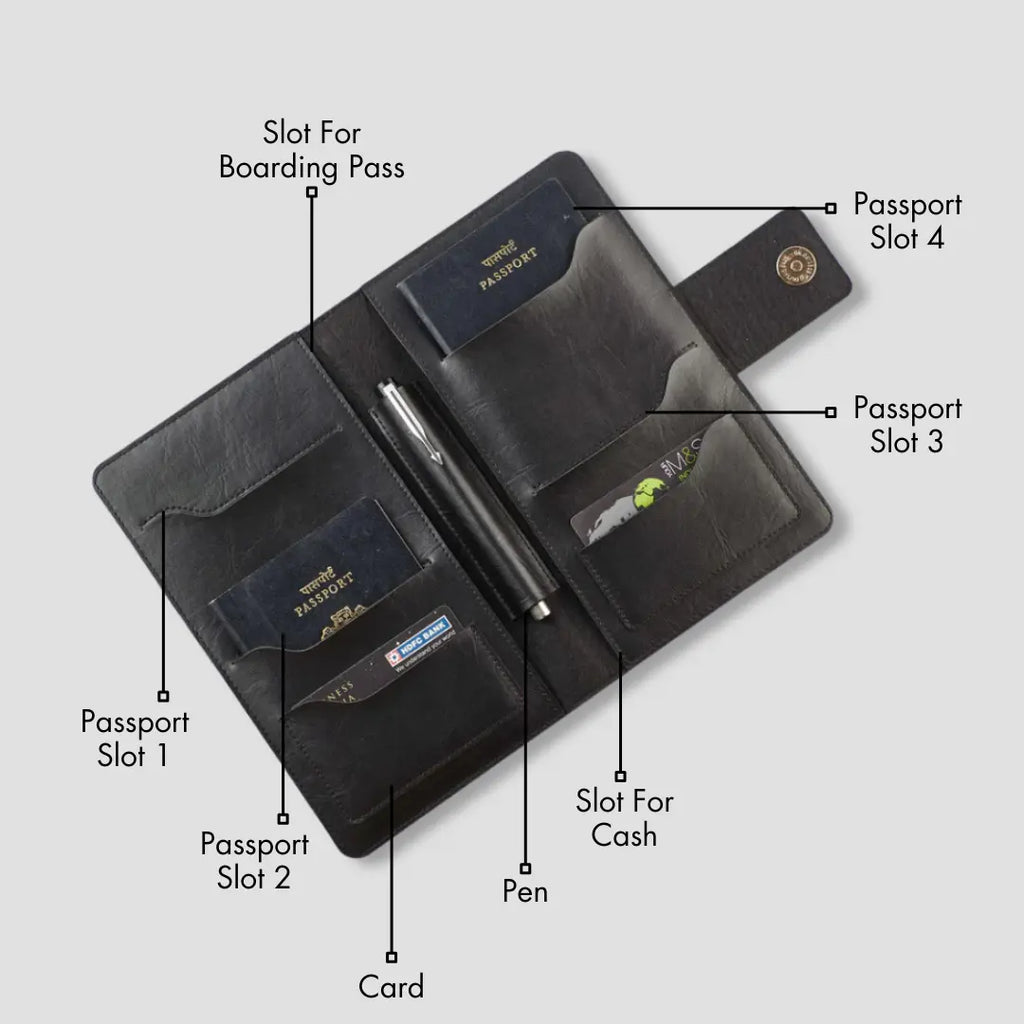 PERSONALISED FAMILY PASSPORT COVER - BLACK