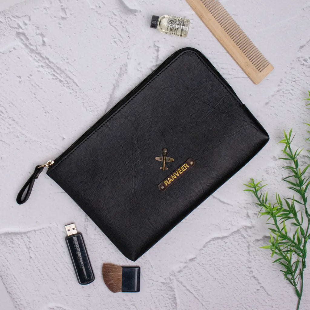 PERSONALISED FLAT POUCH - BLACK