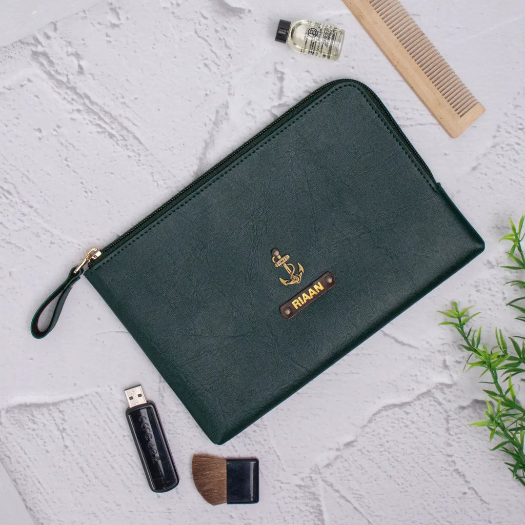 PERSONALISED FLAT POUCH - GREEN
