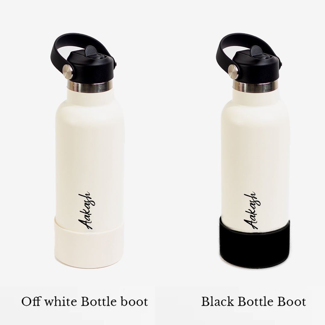 Kookumber Plus- Personalised Sipper Water Bottle - Off White