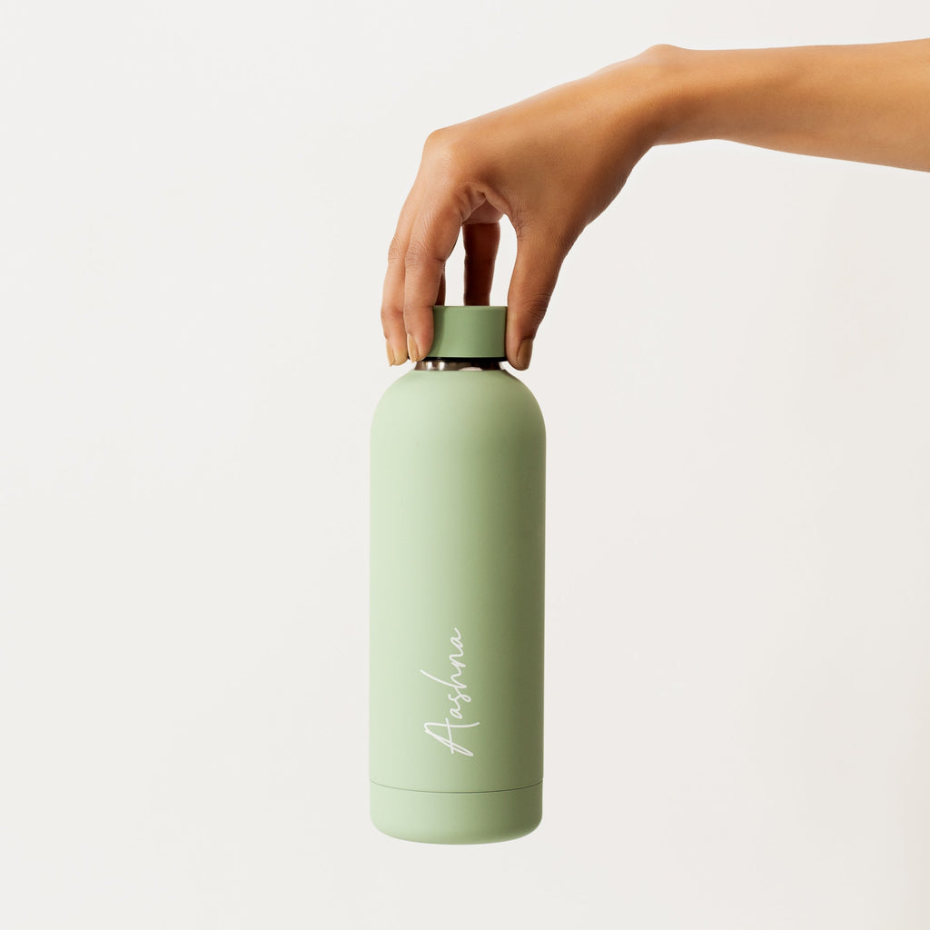 Kookumber - Personalised Water Bottle - Sage Green