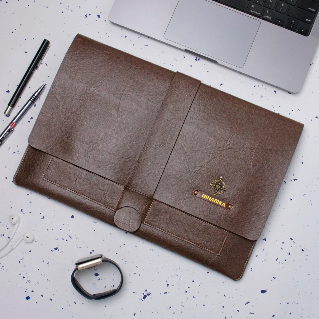 PERSONALISED LAPTOP ORGANISER (13 -14 Inch) - BROWN