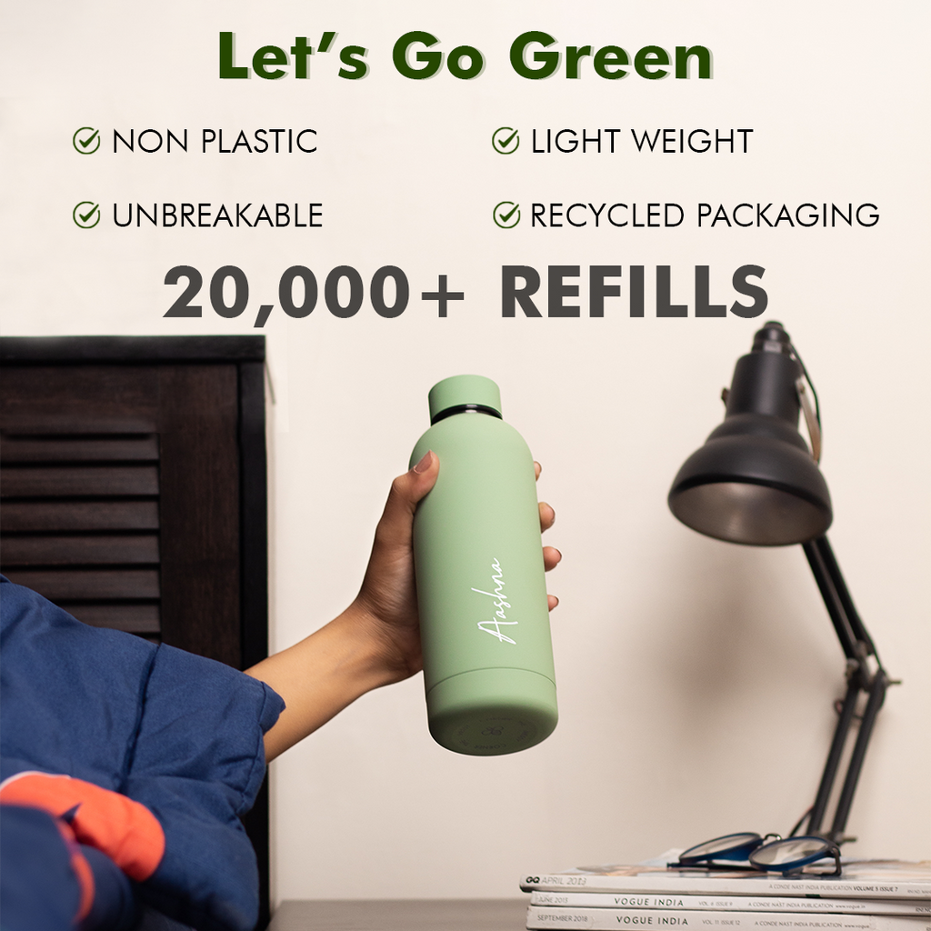 Kookumber - Personalised Water Bottle - Sage Green