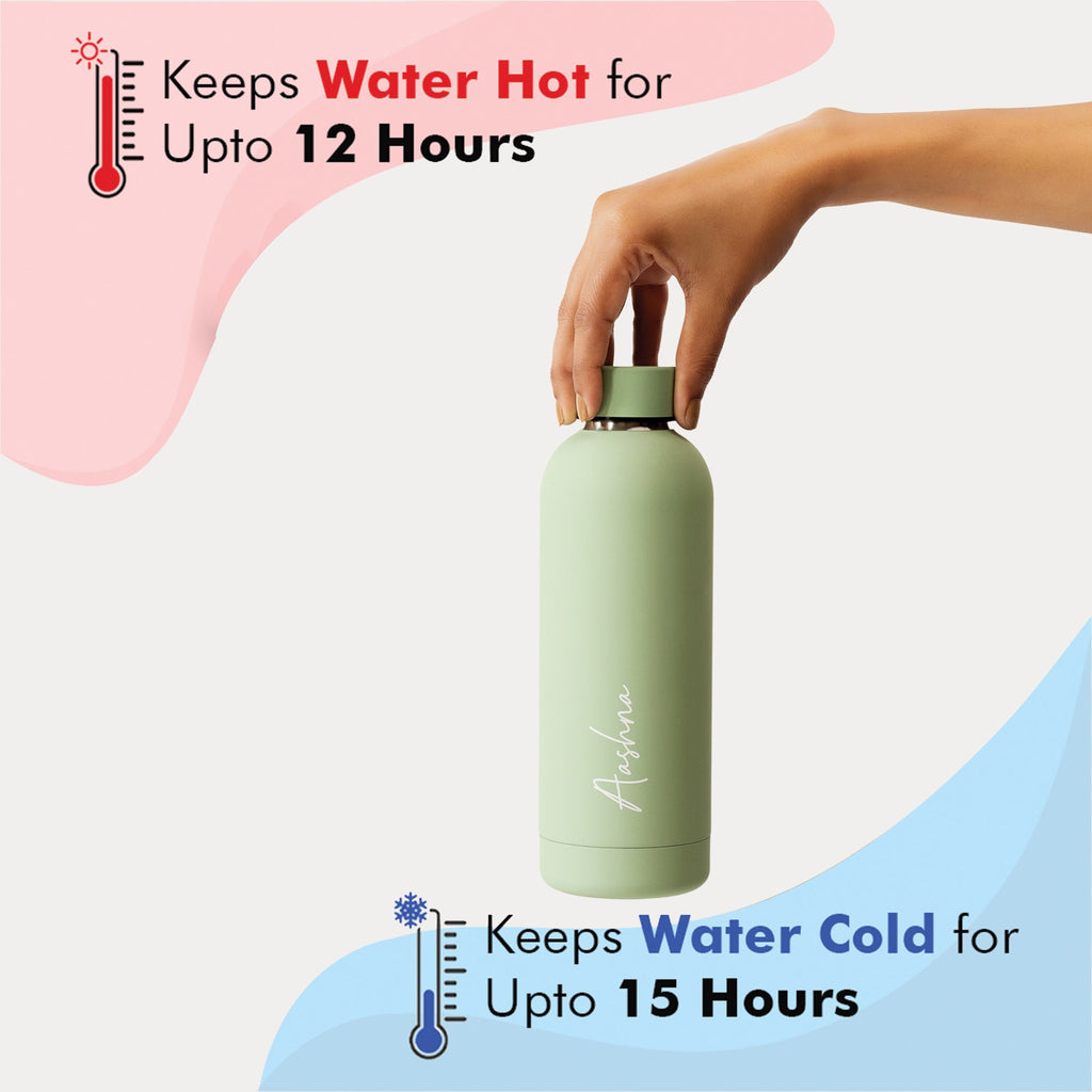 Kookumber - Personalised Water Bottle - Sage Green