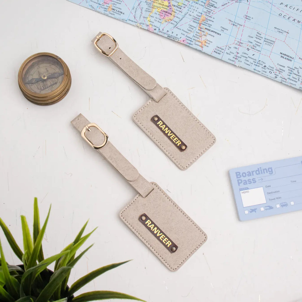 PERSONALISED LUGGAGE TAGS - BEIGE