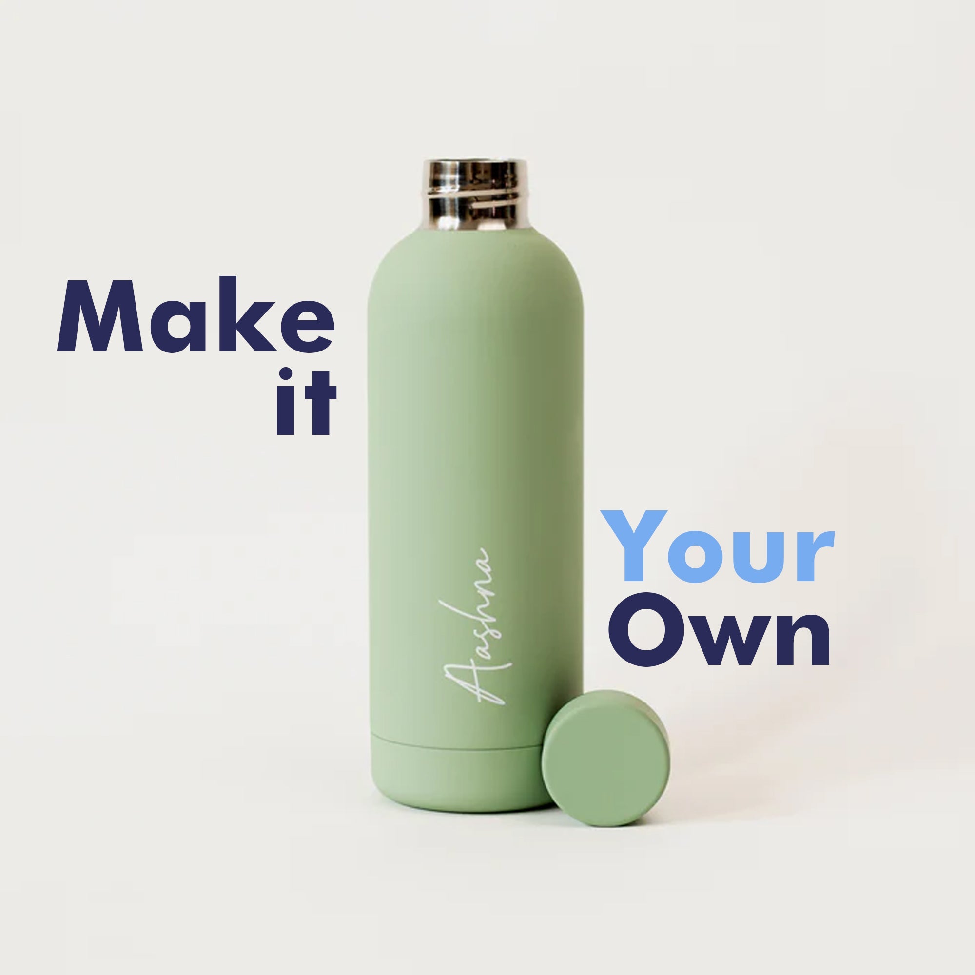Kookumber - Personalised Water Bottle - Sage Green