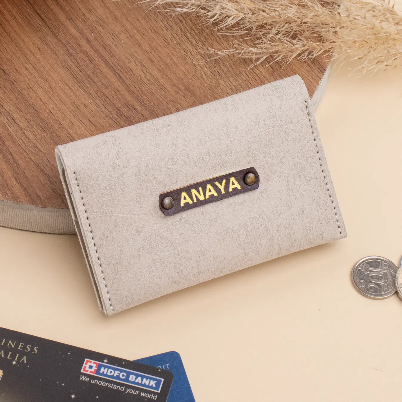 PERSONALISED MINI WALLET - BEIGE