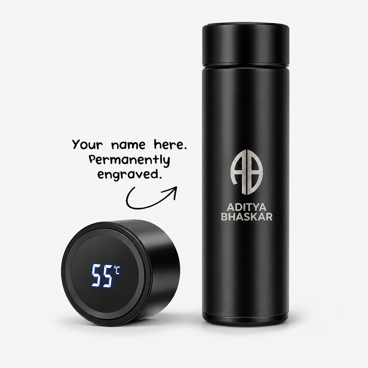 Personalised Monogram Name Art Temperature Bottle (Hot & Cold Temperature Flask)