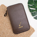 PERSONALISED ZIPPERED TRAVEL CASE - BROWN