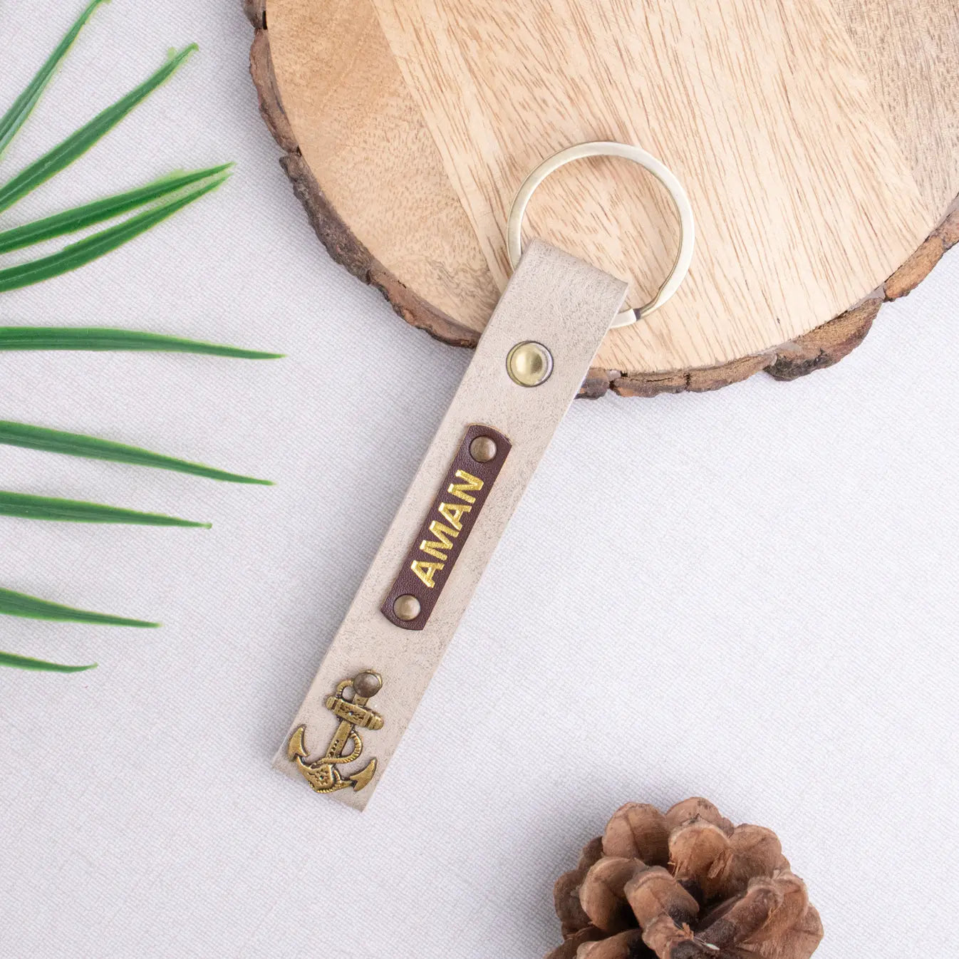 PERSONALISED KEYCHAIN - BEIGE