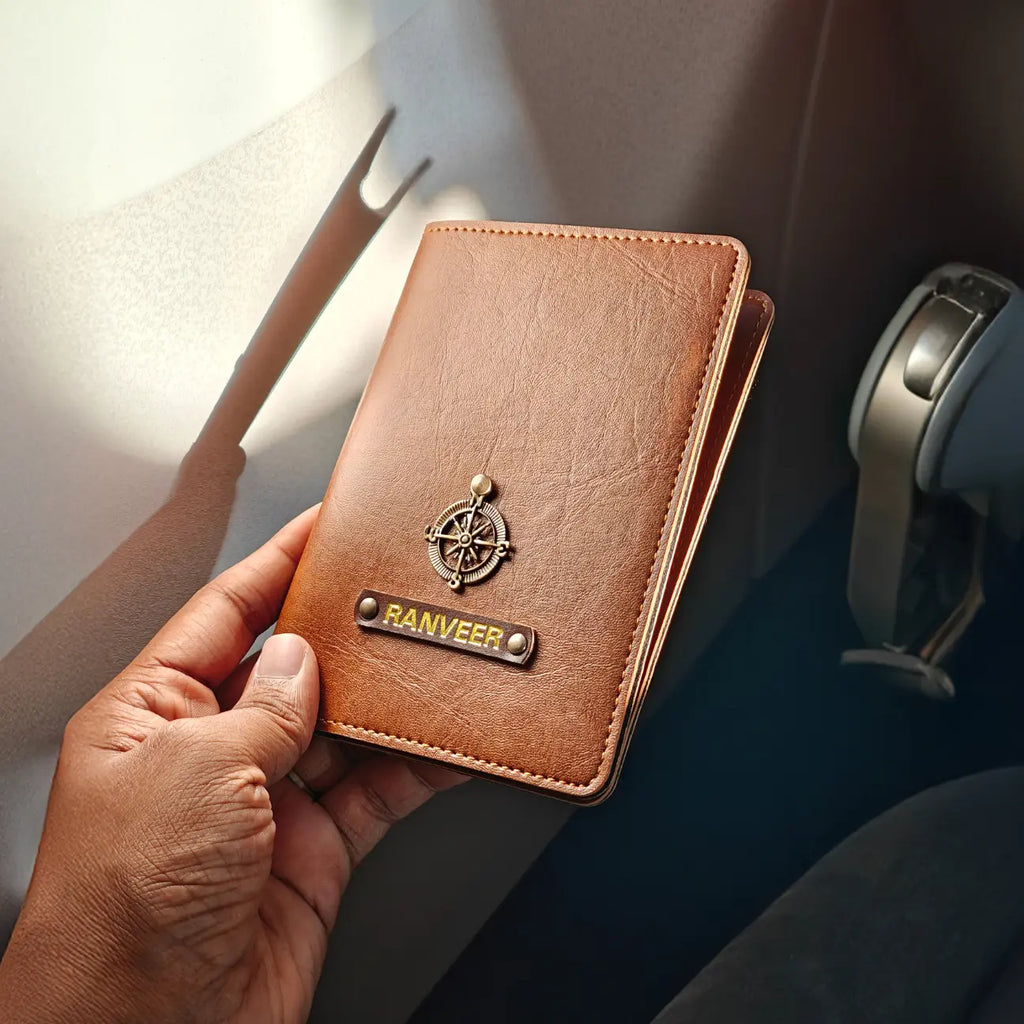PERSONALISED PASSPORT COVER - TAN