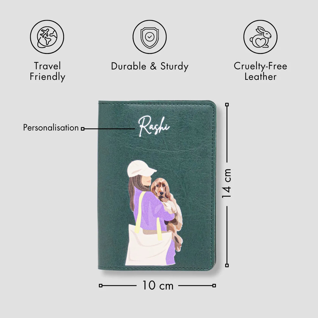 PERSONALISED PRINTED PASSPORT COVER - PET LOVER - GREEN