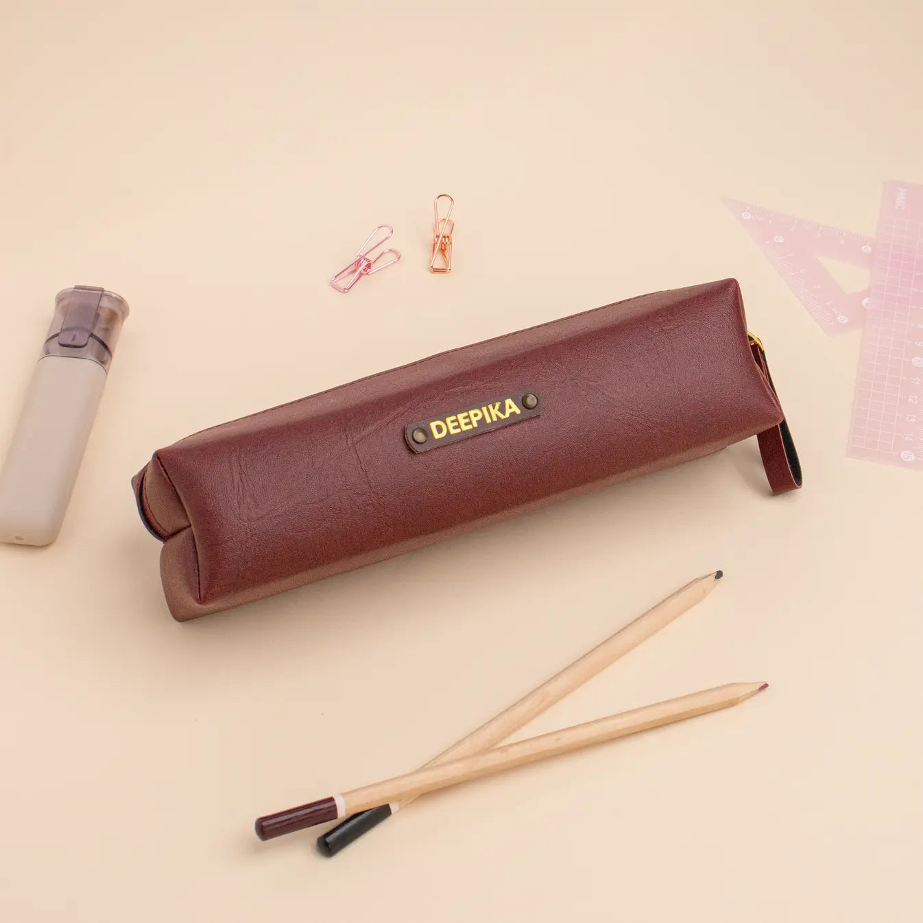 PERSONALISED STATIONERY POUCH - MAROON