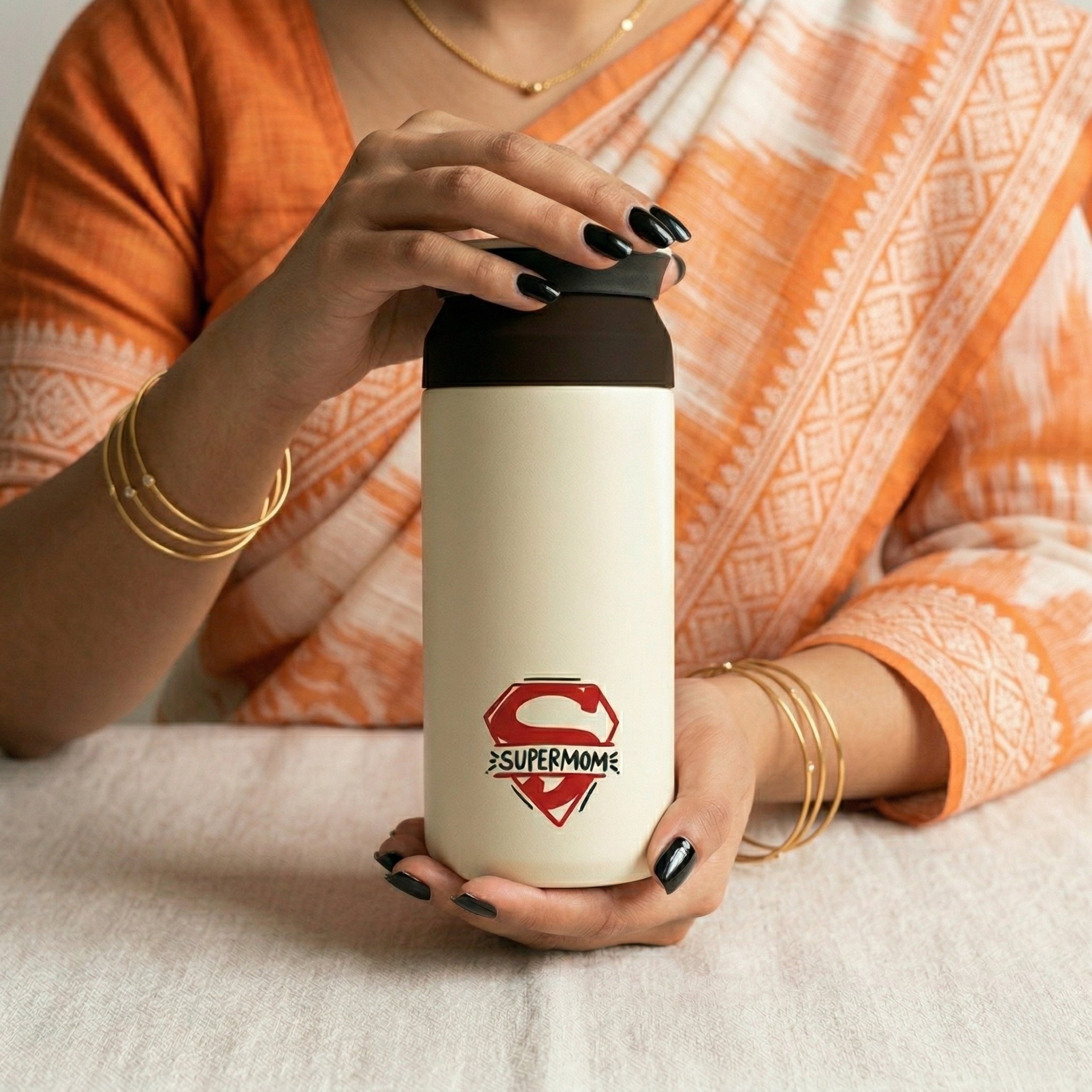 Super Mom - Personalised Tumbler (Ivory)