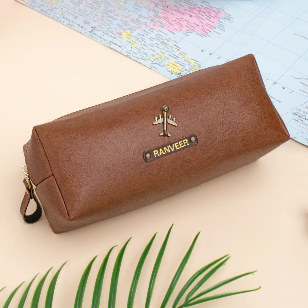 PERSONALISED TRAVEL POUCH - TAN