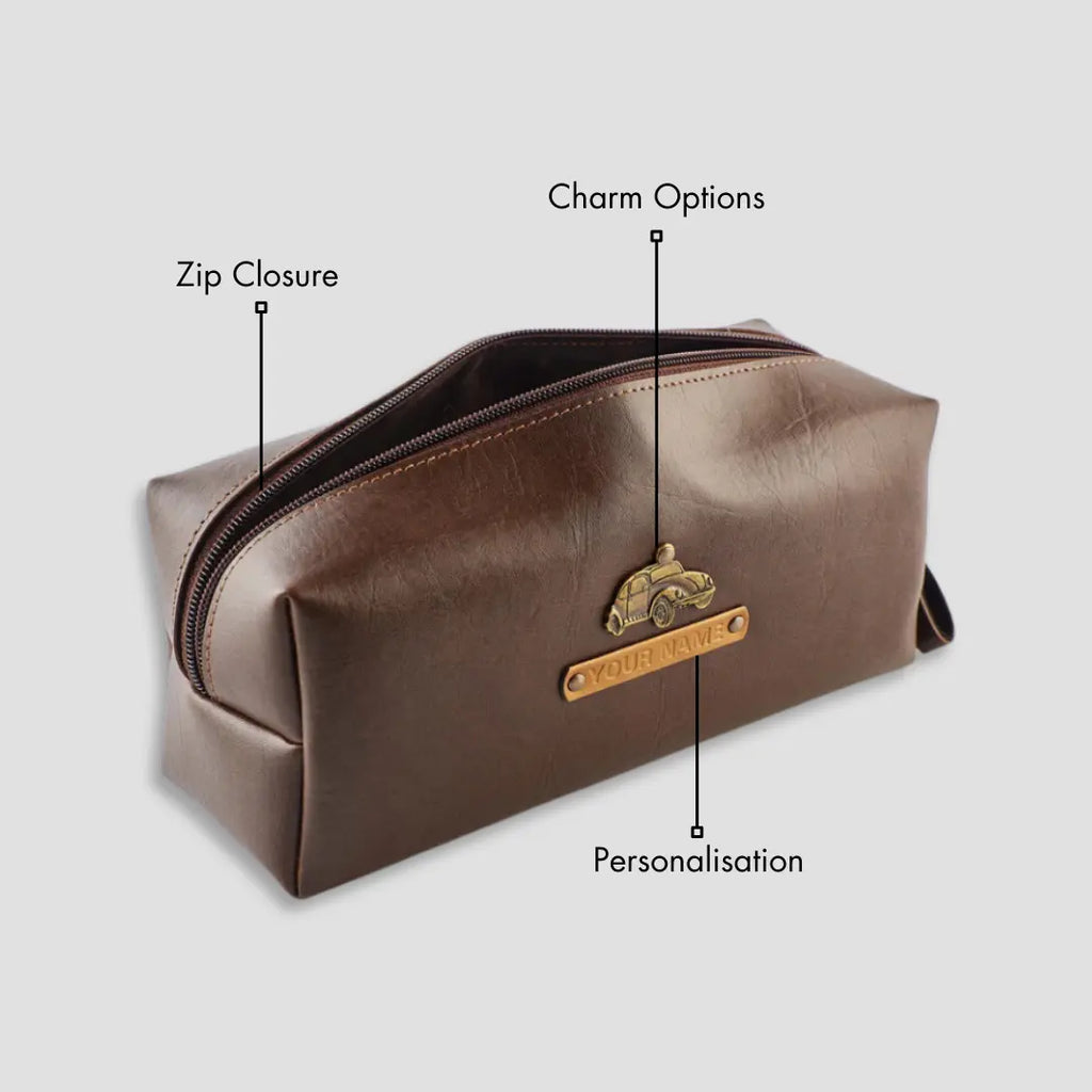 PERSONALISED TRAVEL POUCH - BROWN