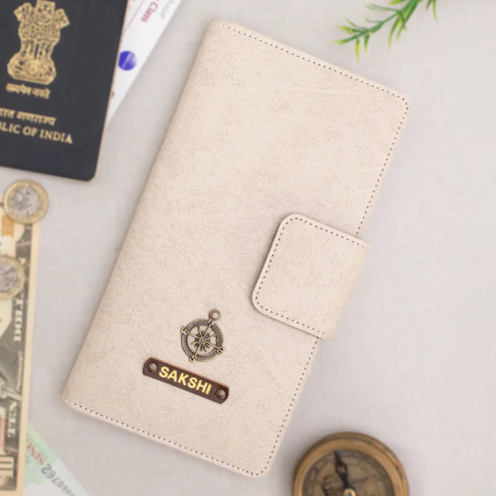 PERSONALISED TRAVEL WALLET - BEIGE