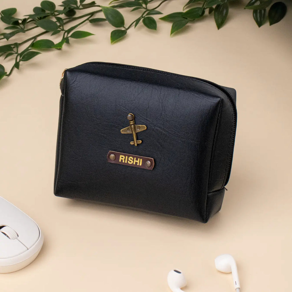 PERSONALISED ZIPPERED CHARGER CASE - BLACK