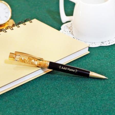 Black & Gold Personalized Pen & Key Chain Set - www.giftlift.in