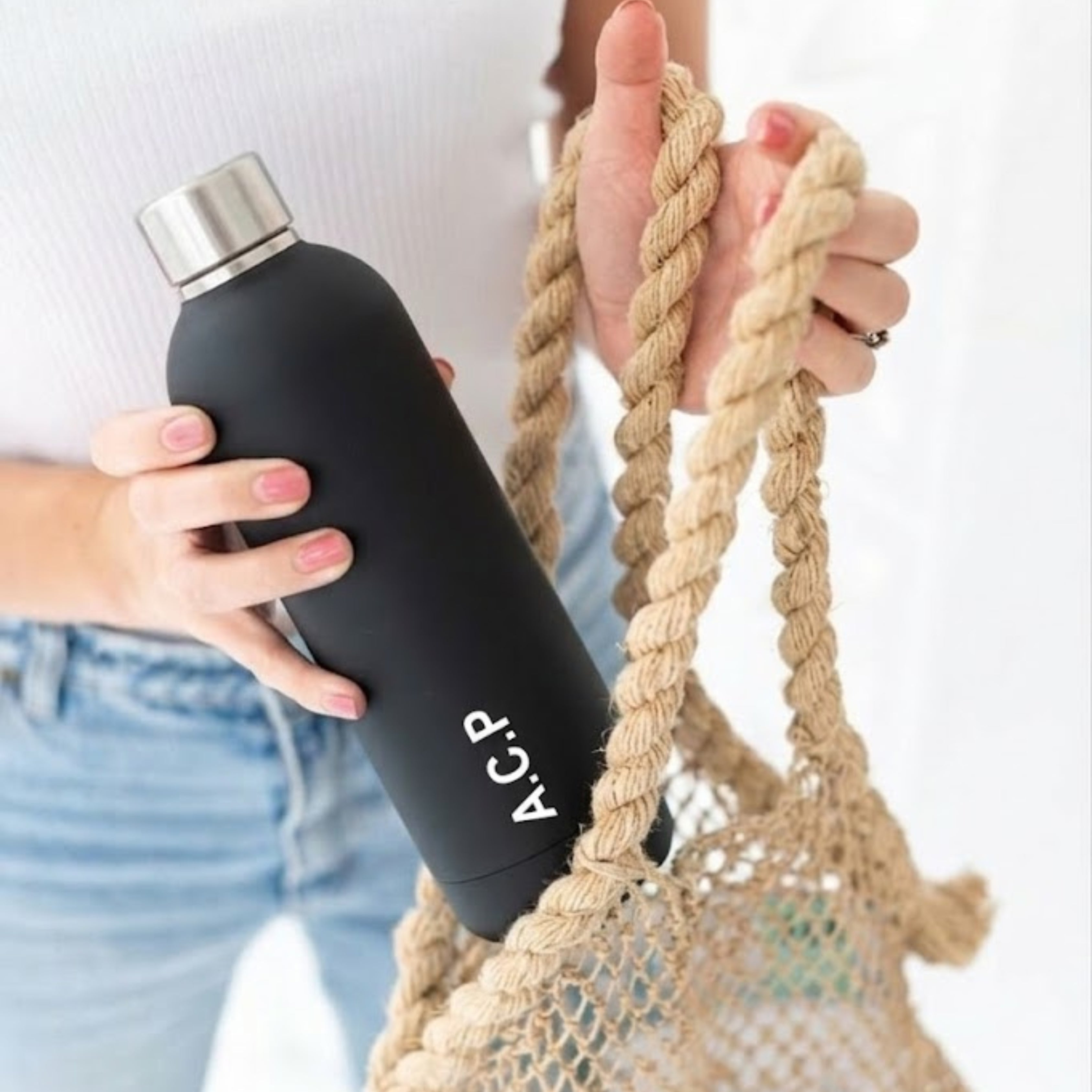 Kookumber - Personalised Water Bottle - Black with Silver Cap