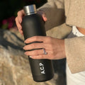 Kookumber - Personalised Water Bottle - Black with Silver Cap