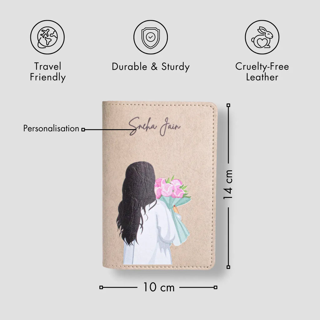 PERSONALISED PRINTED PASSPORT COVER - BLOOM - BEIGE