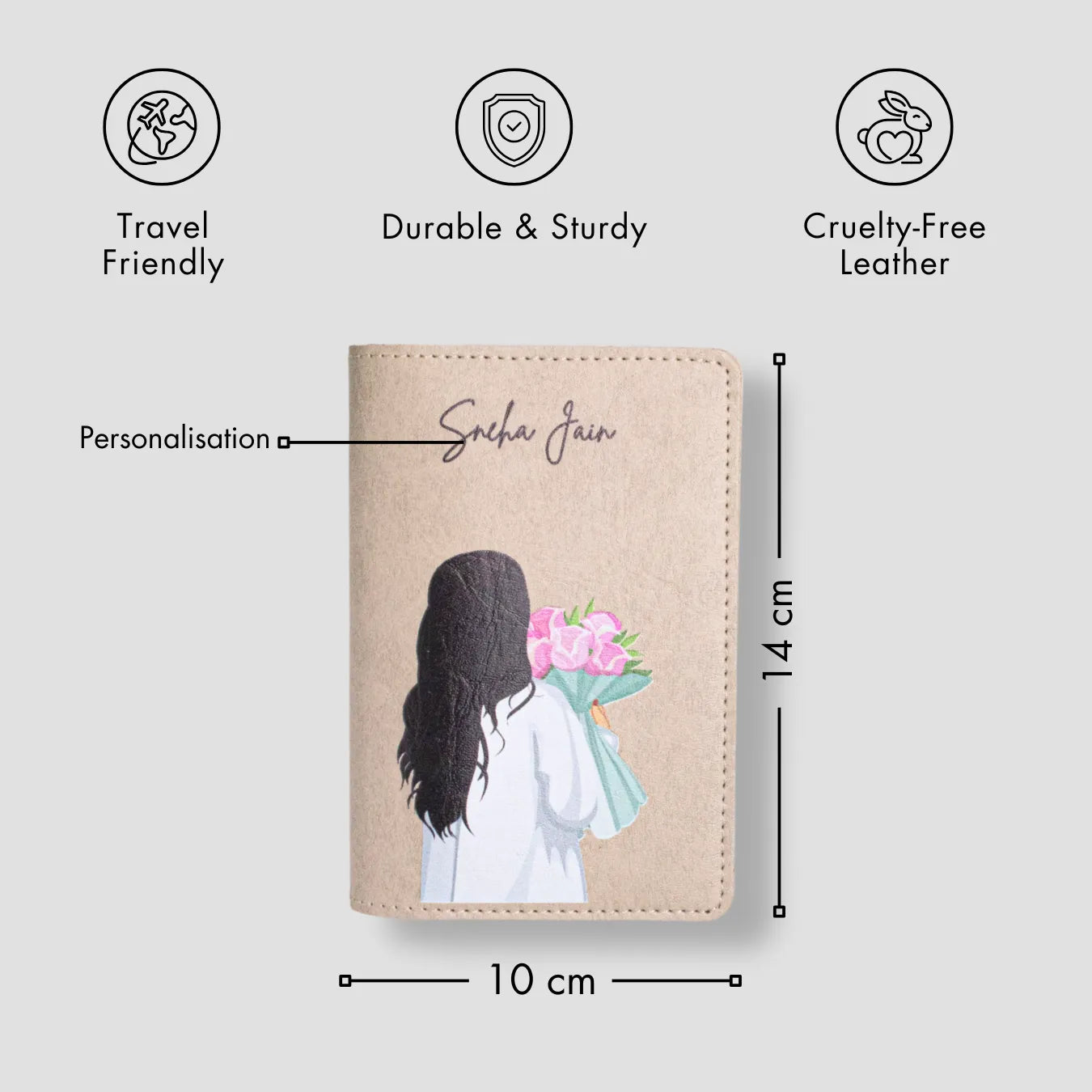 PERSONALISED PRINTED PASSPORT COVER - BLOOM - BEIGE