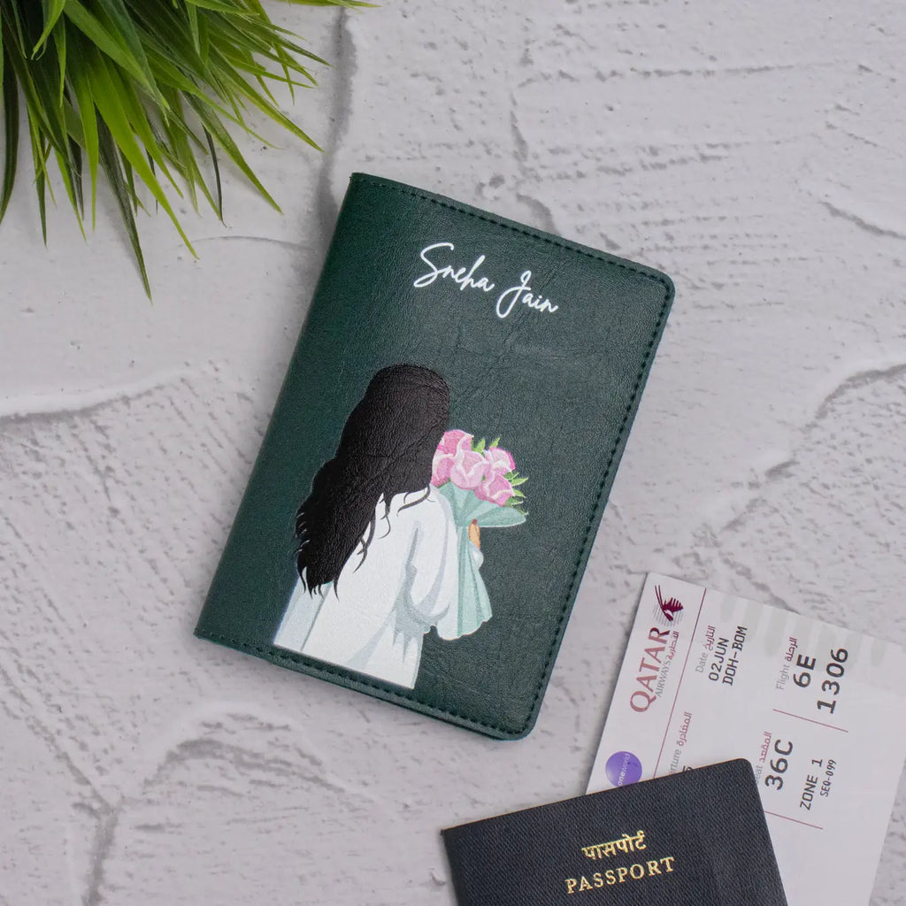PERSONALISED PRINTED PASSPORT COVER - BLOOM - GREEN