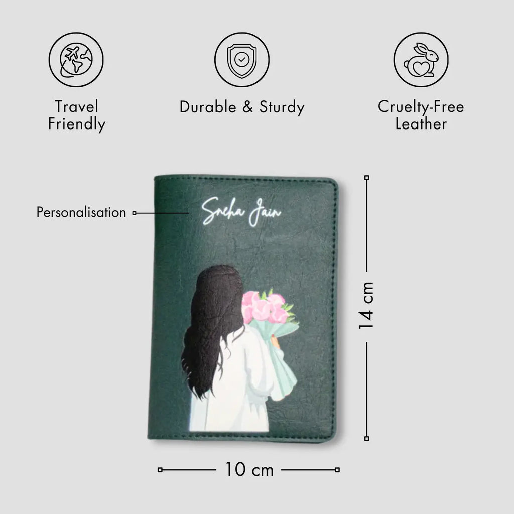 PERSONALISED PRINTED PASSPORT COVER - BLOOM - GREEN