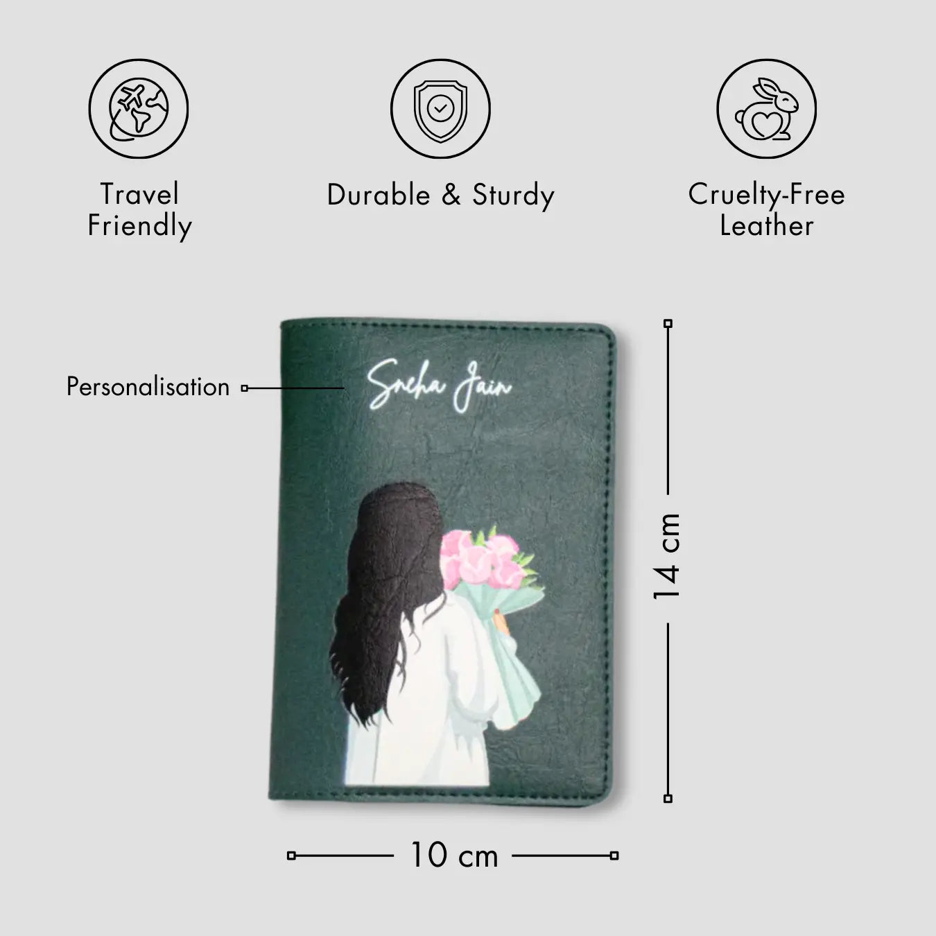 PERSONALISED PRINTED PASSPORT COVER - BLOOM - GREEN