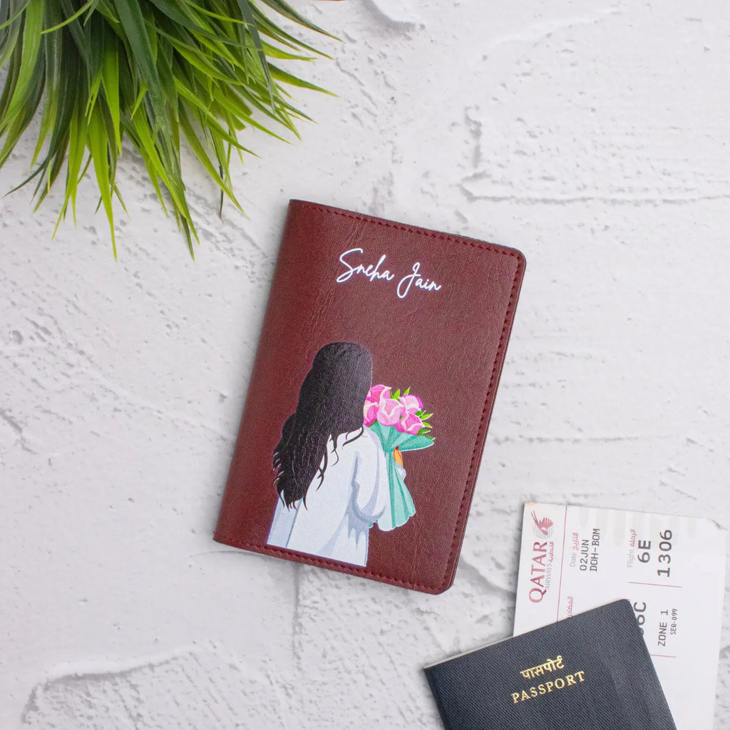 PERSONALISED PRINTED PASSPORT COVER - BLOOM - MAROON