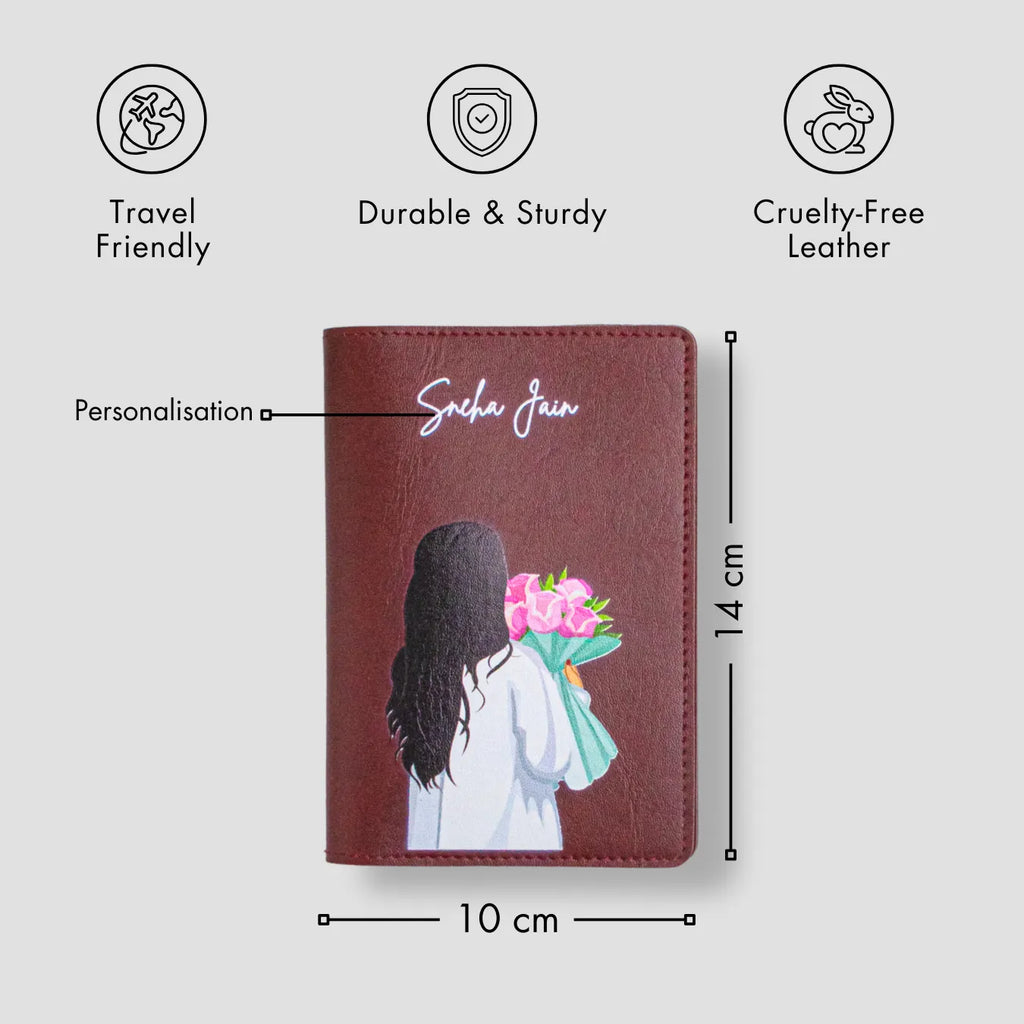 PERSONALISED PRINTED PASSPORT COVER - BLOOM - MAROON