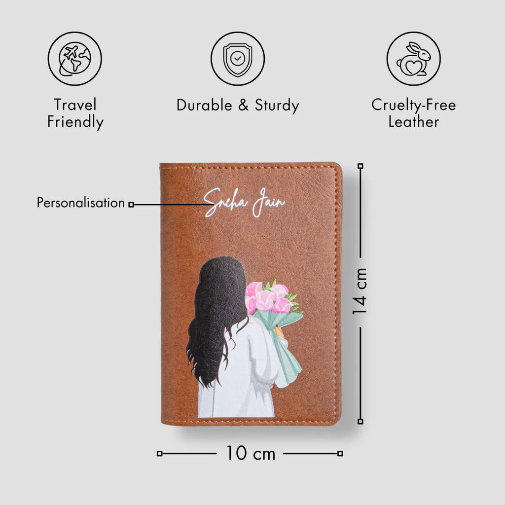 PERSONALISED PRINTED PASSPORT COVER - BLOOM - TAN