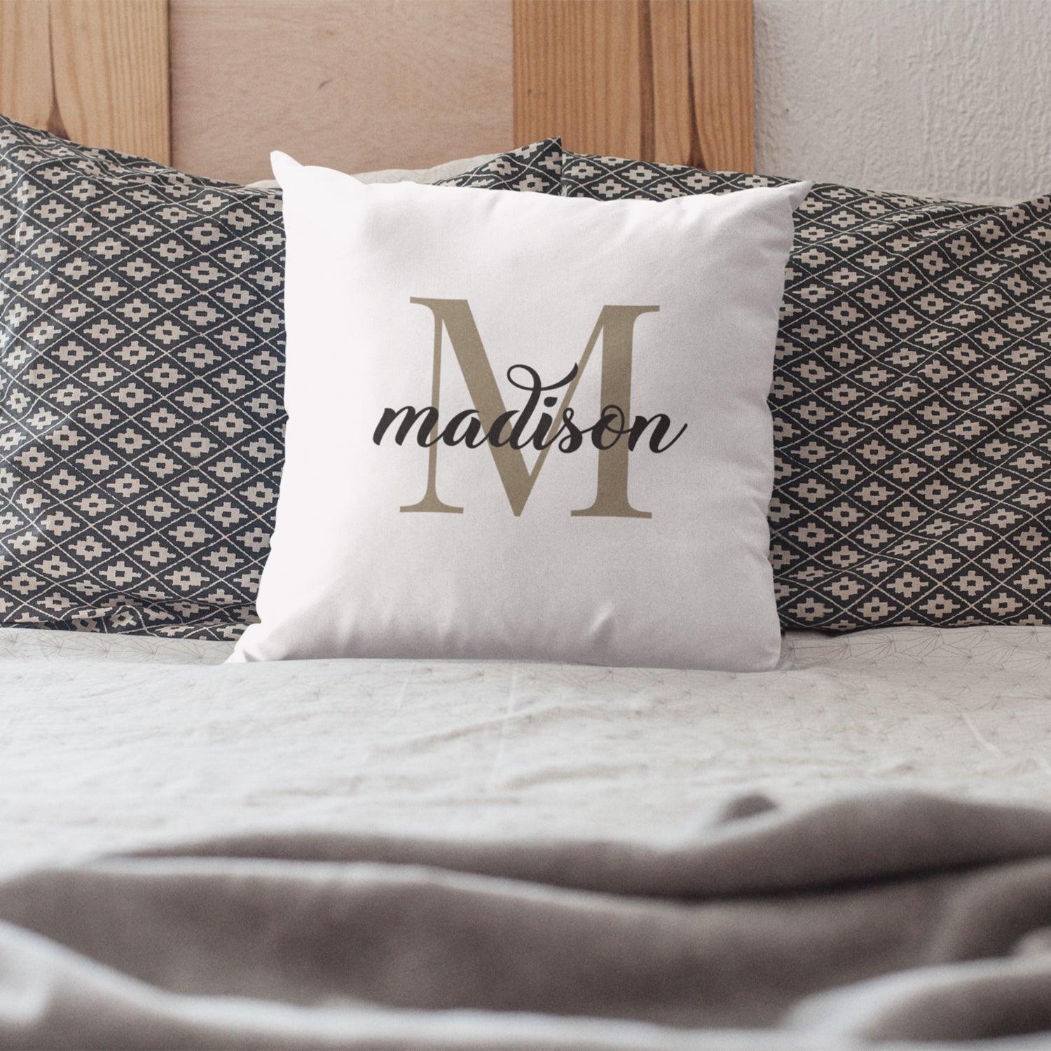 Custom Elegant Monogram Name Stylish Cushion Cover - Gift Lift