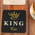 Custom King Crown Monogram Name Coaster Set Of 2 - Gift Lift